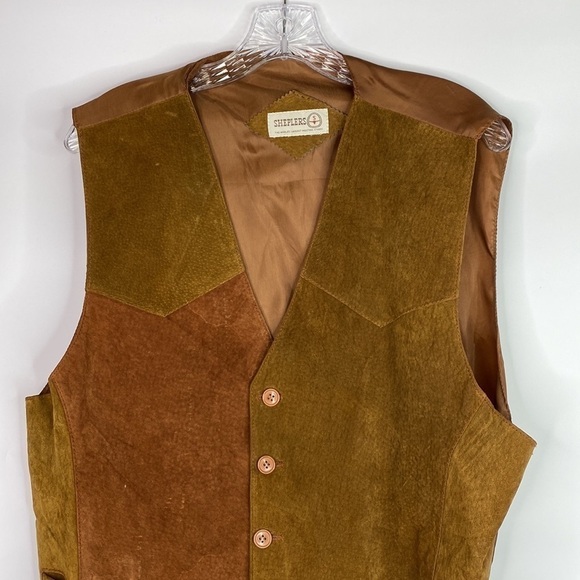 Vintage Sheplers Brown Leather Vest Size XL - Picture 2 of 12